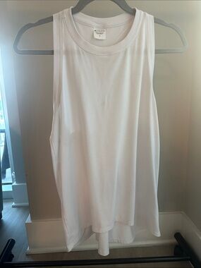 Athleta White Rib-Trim Tank Top